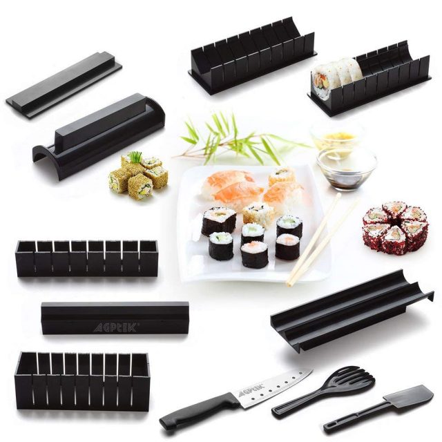 AGPTEK Sushi Kit Maker, Set di 10 pezzi per il sushi fai da te -  Kimchi&Basilico